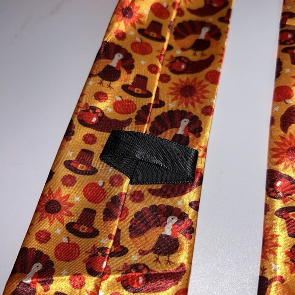 Lot of FOUR Men's Novelty Thanksgiving Neck Ties Pumpkins Turkeys No Brand 56" - Picture 4 of 15